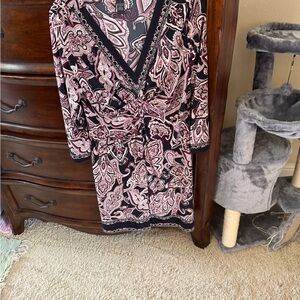INC International Concepts Black and Pink Paisley Dress